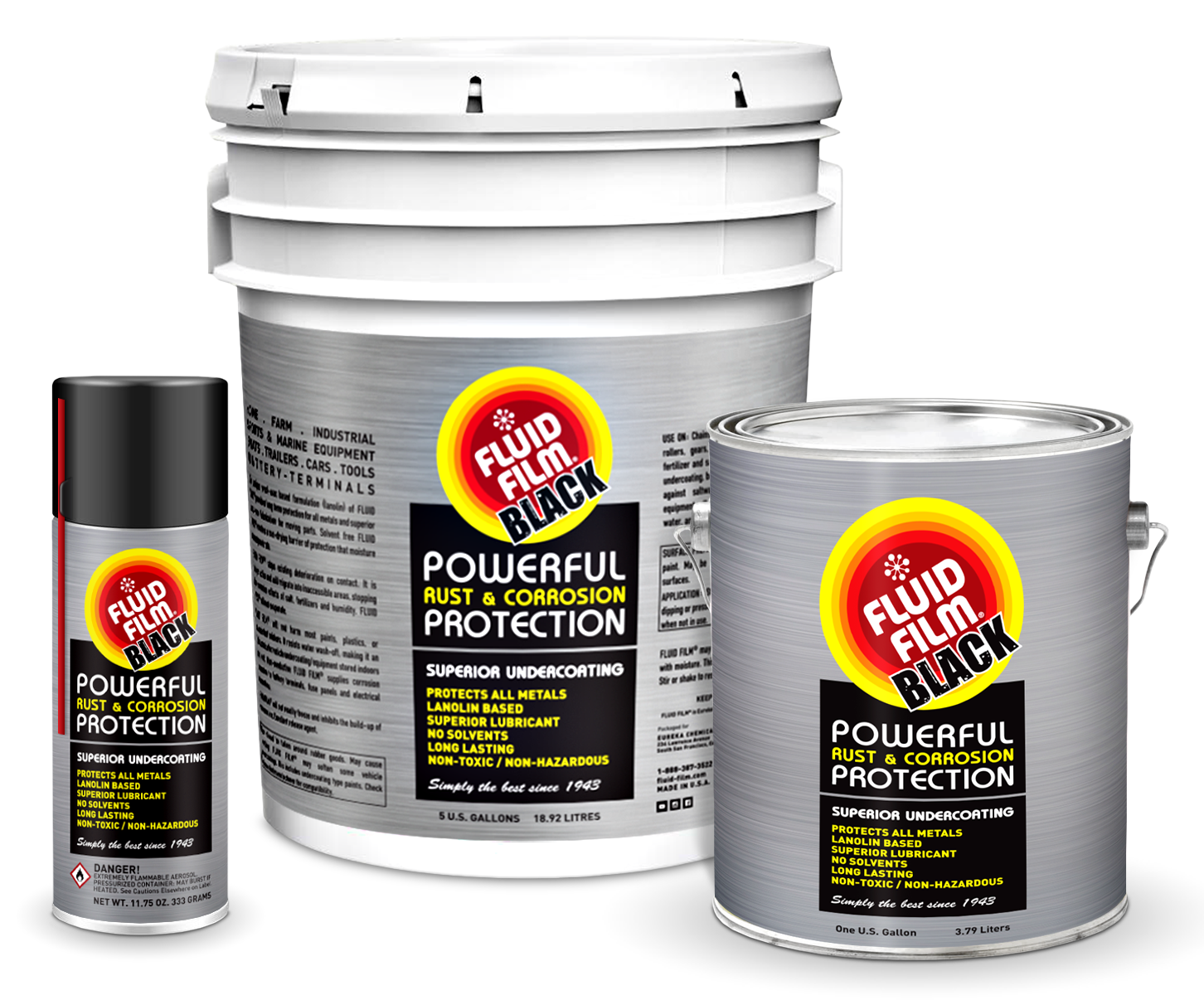 2 ~ Fluid Film Black Powerful Rust & Corrosion Protection Superior  Undercoating